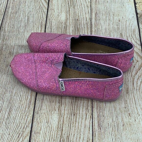 🎉Toms Pink Glitter Slip Ons - Picture 2 of 12